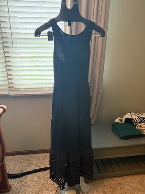 J. Crew Black cross back Maxi Dress with Eyelet Tier